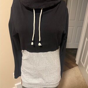 AMPERSAND AVE Black and Gray Colorblock Hoodie